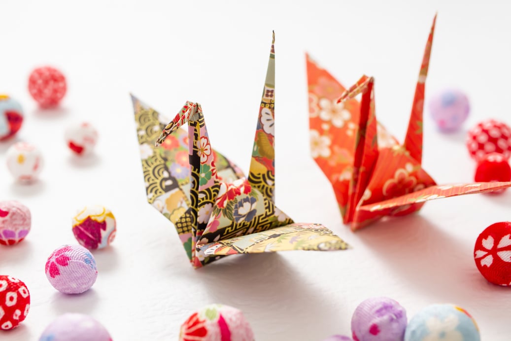 Origami cranes, Japanese origami.